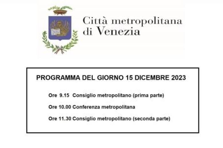 Calendario lavori consiglio e conferenza metropolitani